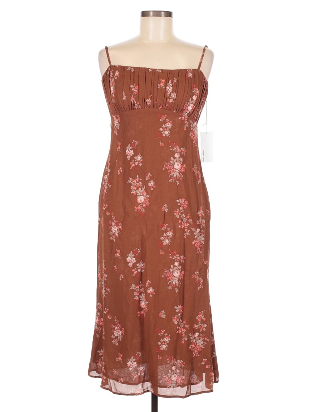 REFORMATION Brown Floral Arie Dress Spaghetti Strap Dress  NWT